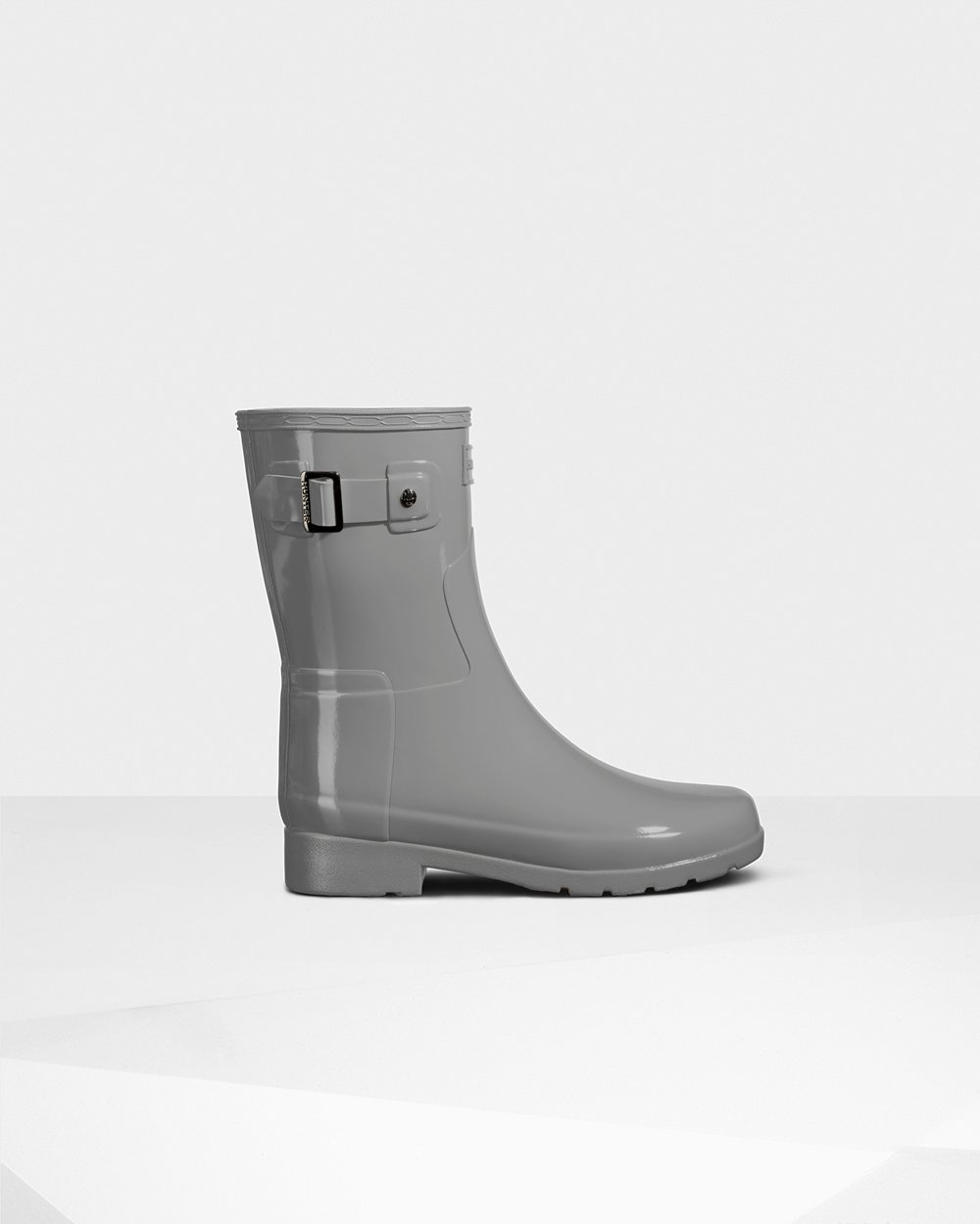 Women Hunter Refined Slim Fit Gloss | Short Rain Boots Grey | NZ-35286-PDIU